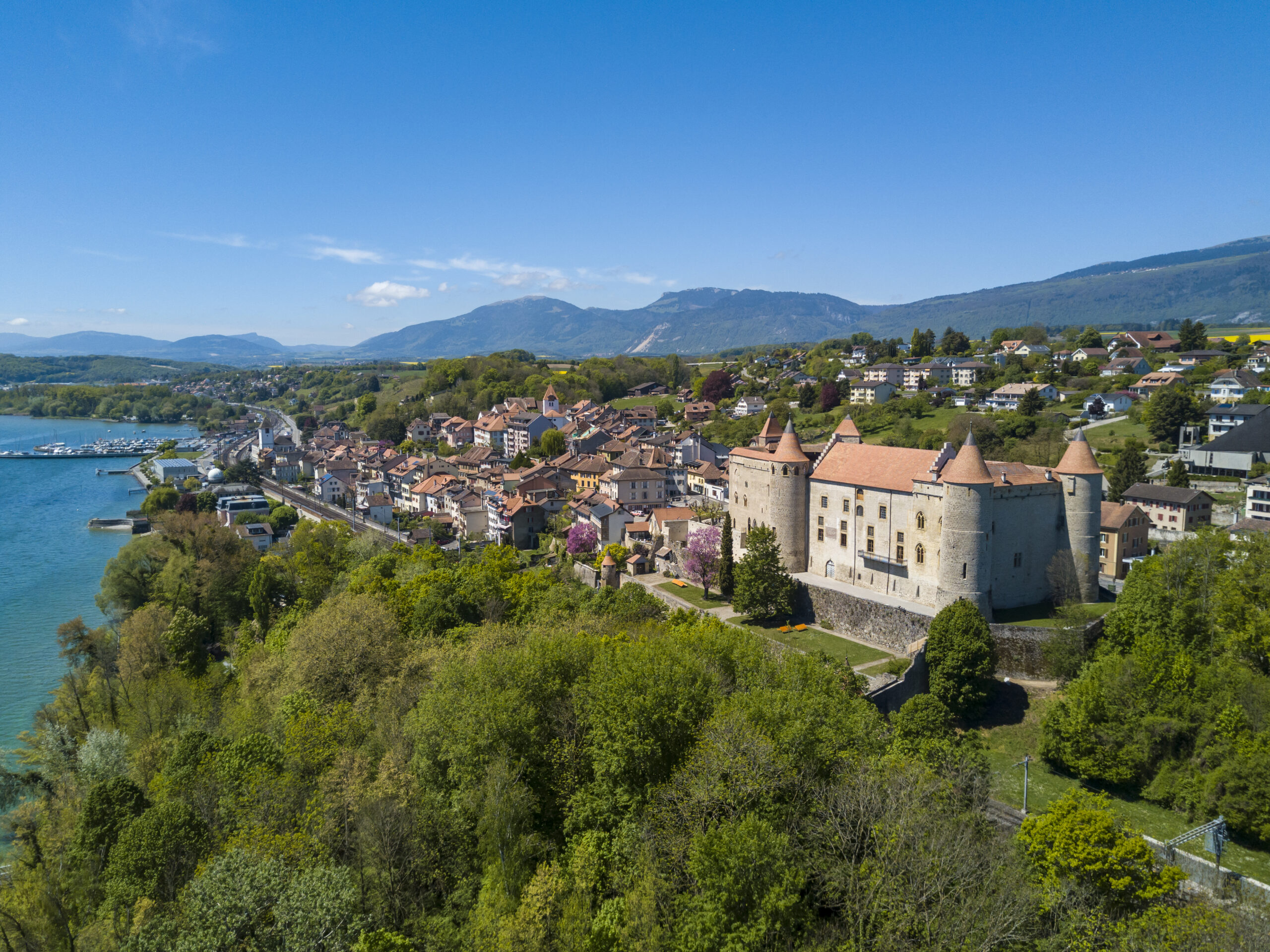 Vue sur le village de Grandson et son château